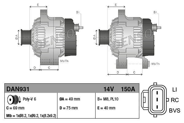 DENSO Generator dan931 for FORD VOLVO