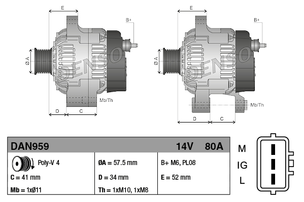 DENSO Generator dan959 for TOYOTA