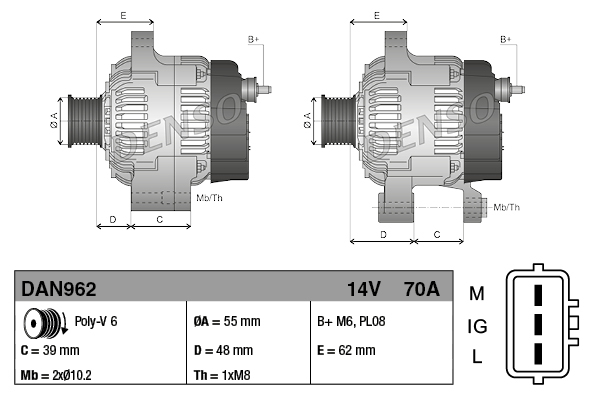 DENSO Generator dan962 for TOYOTA
