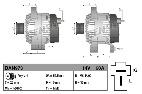 DENSO Generator dan973 for DAIHATSU