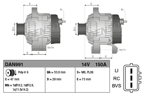 DENSO Generator dan991 for LAND ROVER