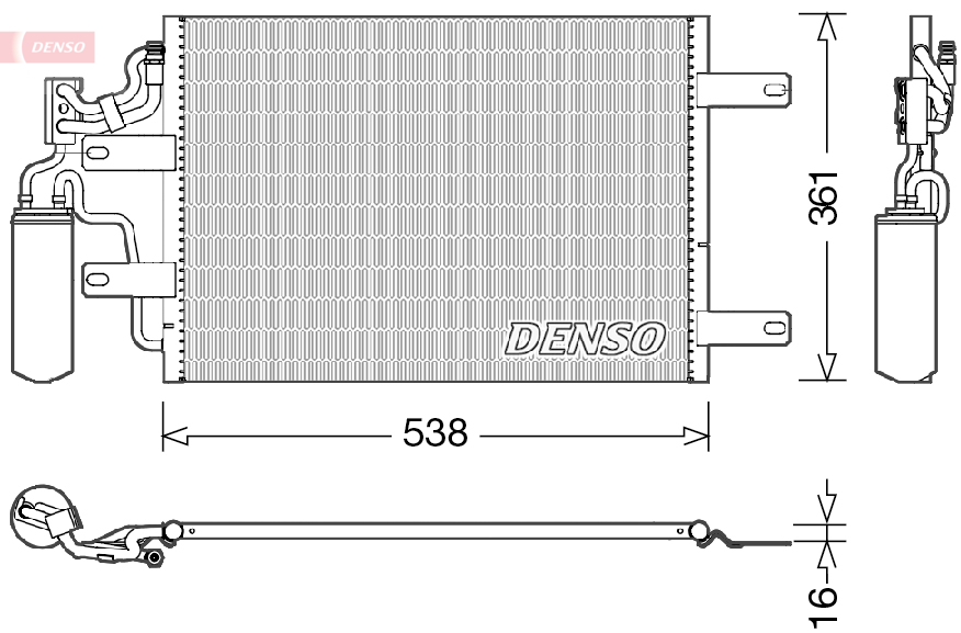 DENSO Kondensor, klimaanlæg dcn20025 for OPEL VAUXHALL