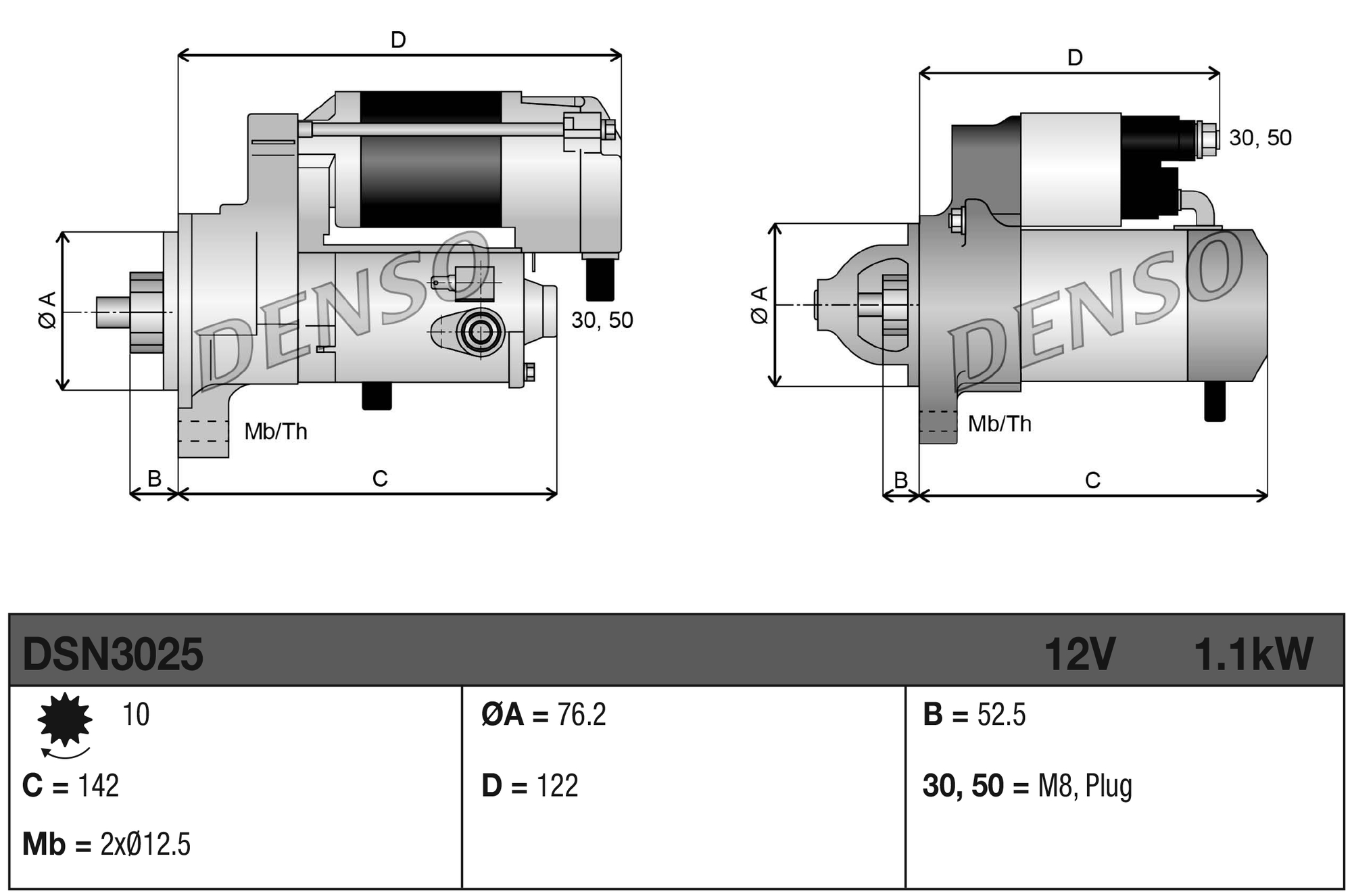 DENSO Starter DSN3025 for VW