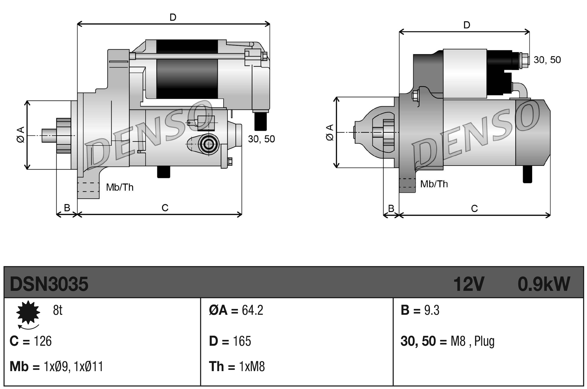 DENSO Starter DSN3035 for FORD LANCIA JEEP FIAT CHEVROLET