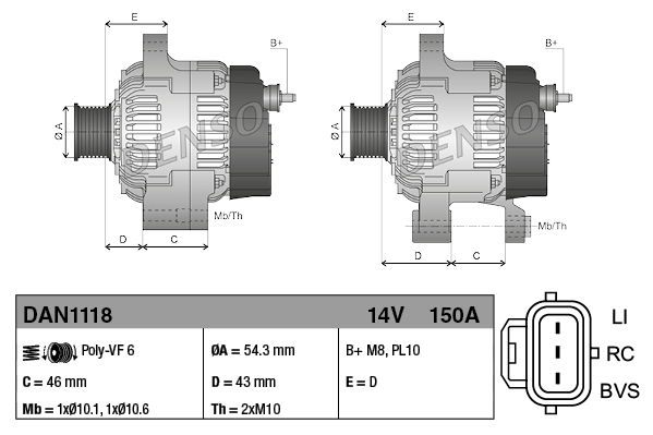 DENSO Generator dan1118 for FORD VOLVO