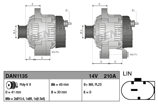 DENSO Generator dan1135 for BMW