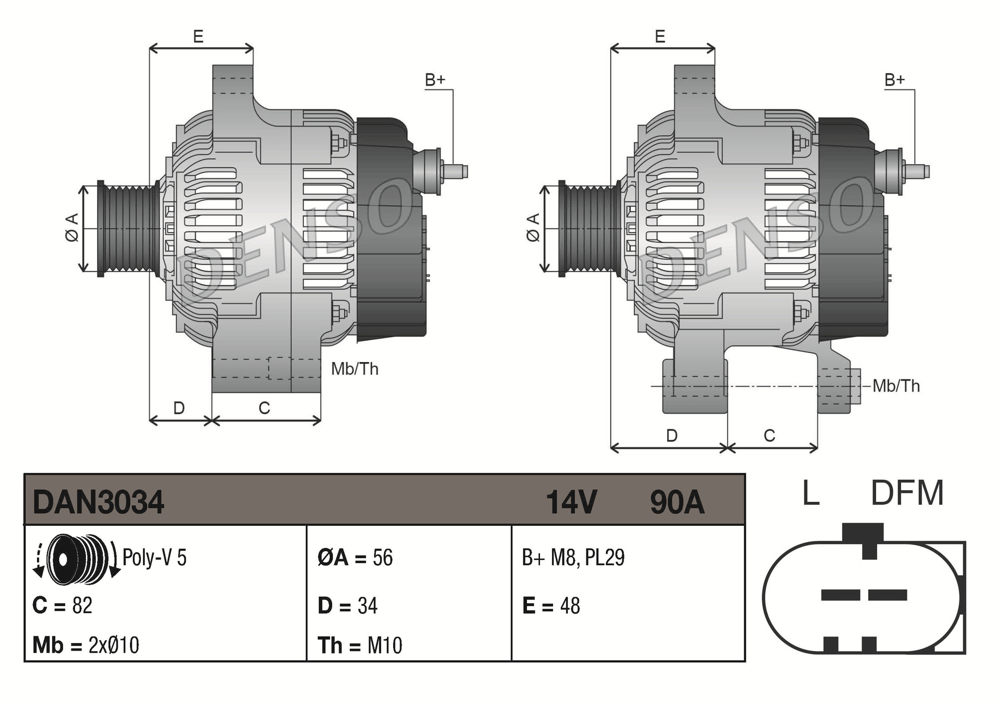 DENSO Generator dan3034 for VW