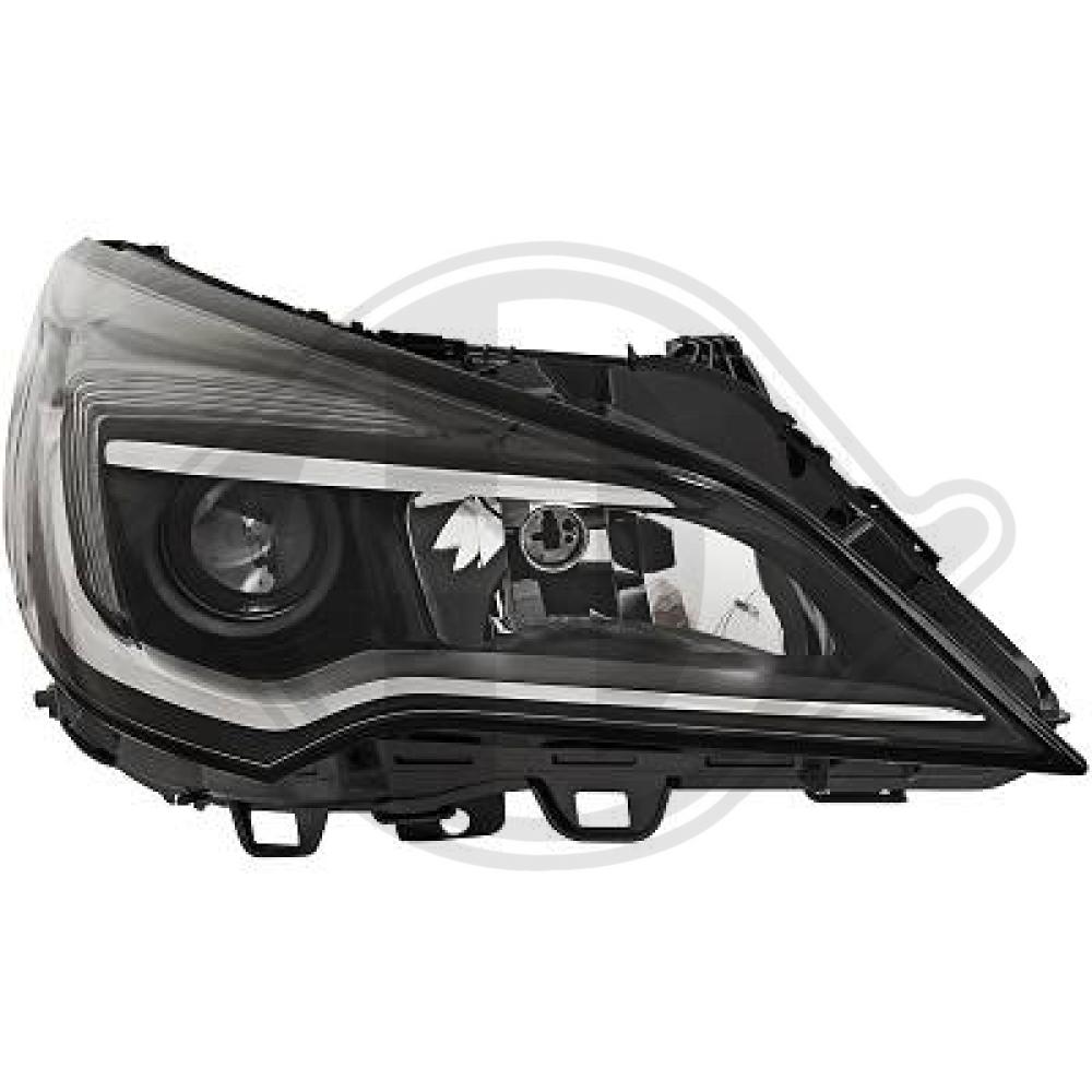DIEDERICHS Forlygte 1808980 H7/H1 højre for OPEL