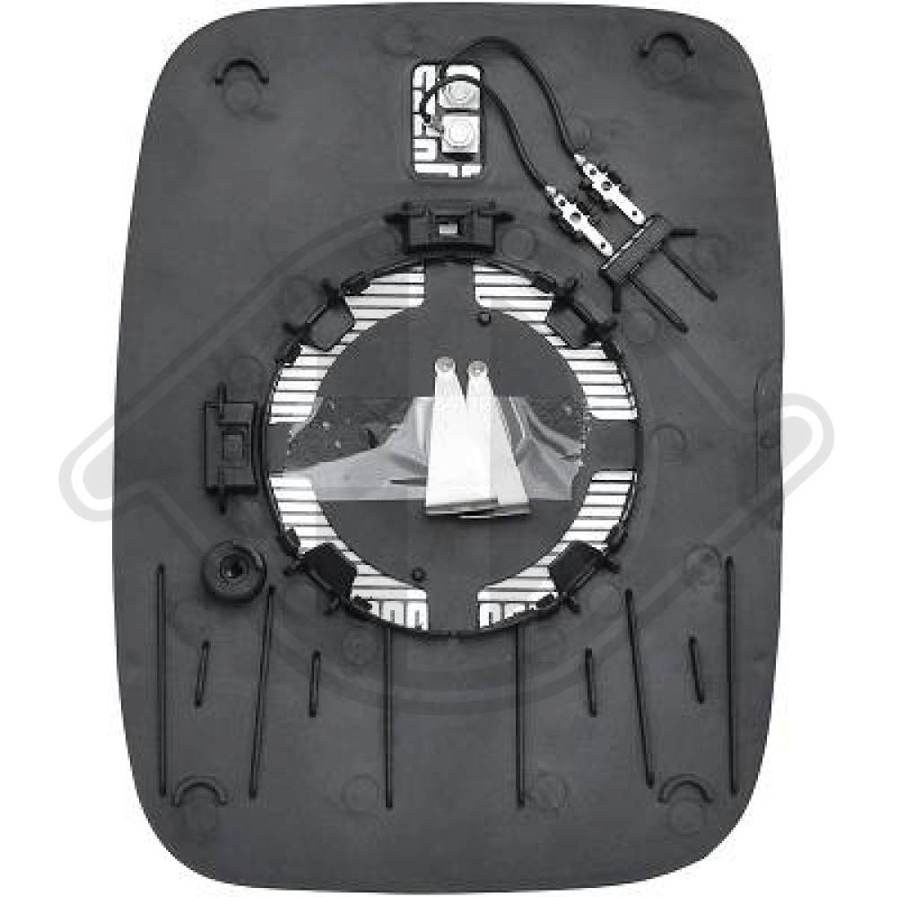 DIEDERICHS Spejlglas, udvendig spejl 1897124 højre for OPEL FIAT NISSAN RENAULT