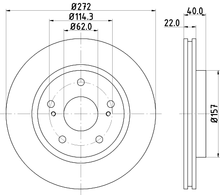 DON Bremseskive pcd17202 272mm 22mm for PROTON SUZUKI