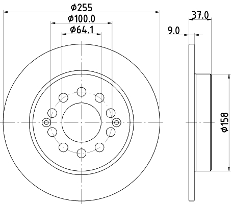 DON Bremseskive pcd22552 255mm 9mm for MG (SAIC)