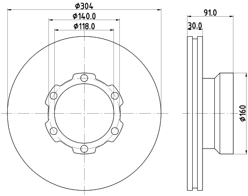 DON Bremseskive cvd547 304mm 30mm for MERCEDES-BENZ