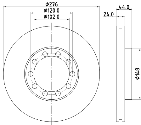 DON Bremseskive cvd584 276mm 24mm for RENAULT TRUCKS