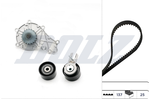 DOLZ Vandpumpe + tandremssæt kd016 for PEUGEOT CITROËN