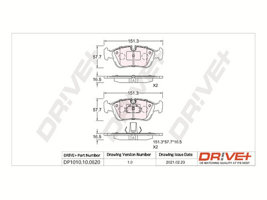 DR!VE+ Bremseklodser dp1010100820 foraksel for BMW BMW (BRILLIANCE)