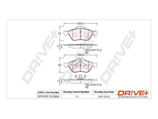 DR!VE+ Bremseklodser dp1010100864 foraksel for RENAULT