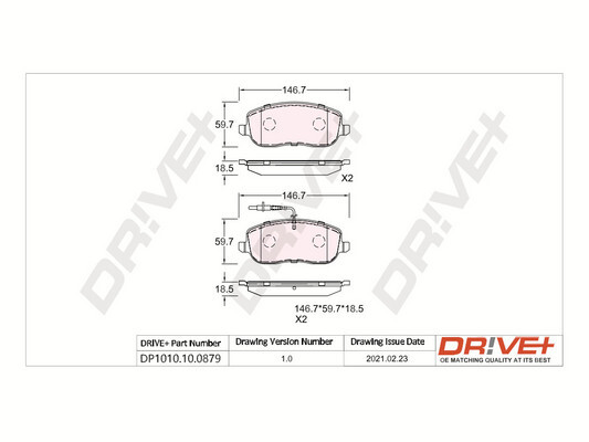 DR!VE+ Bremseklodser dp1010100879 foraksel for PEUGEOT LANCIA CITROËN FIAT