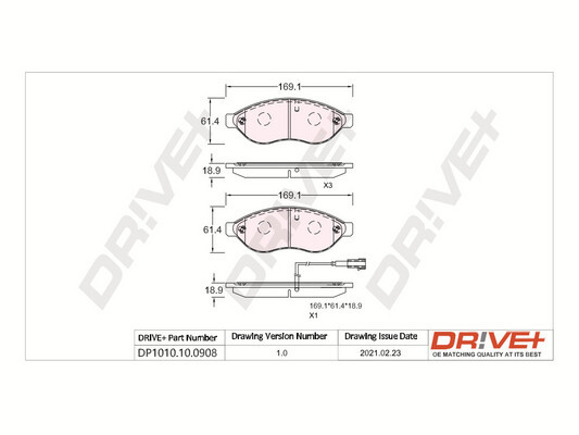 DR!VE+ Bremseklodser dp1010100908 foraksel for PEUGEOT FIAT CITROËN VAUXHALL TOYOTA