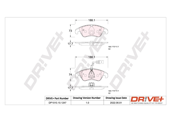 DR!VE+ Bremseklodser dp1010101247 foraksel for VW AUDI AUDI (FAW)