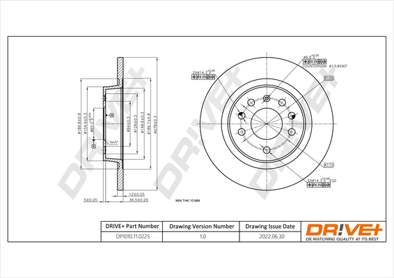 DR!VE+ Bremseskive dp1010110225 bagaksel fuld 278mm 12mm for VAUXHALL SAAB FIAT CHEVROLET CADILLAC