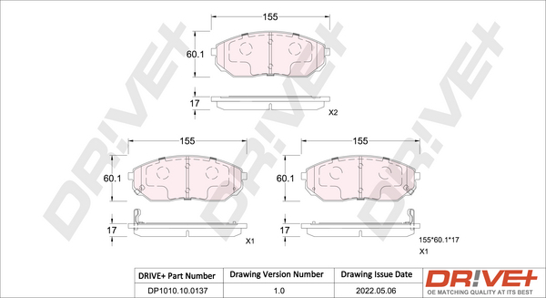 DR!VE+ Bremseklodser dp1010100137 foraksel for KIA