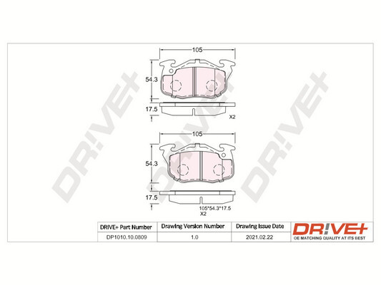 DR!VE+ Bremseklodser dp1010100809 foraksel for PEUGEOT CITROËN RENAULT
