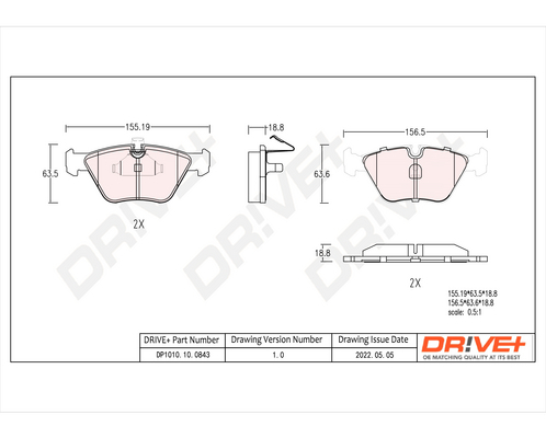 DR!VE+ Bremseklodser dp1010100843 foraksel for BMW ROVER