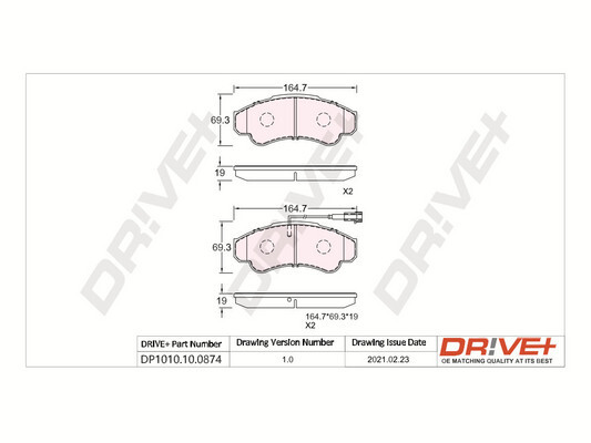 DR!VE+ Bremseklodser dp1010100874 foraksel for PEUGEOT FIAT CITROËN