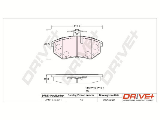 DR!VE+ Bremseklodser dp1010100941 foraksel for VW AUDI GEELY VW (FAW)