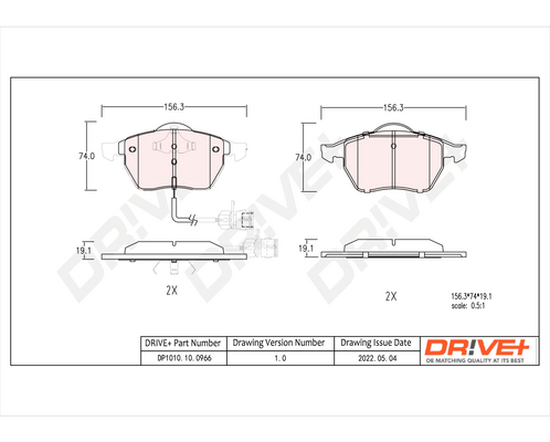 DR!VE+ Bremseklodser dp1010100966 foraksel for FORD VW AUDI SKODA