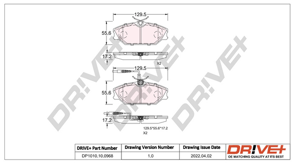 DR!VE+ Bremseklodser dp1010100968 foraksel for RENAULT