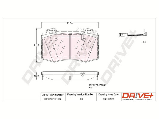 DR!VE+ Bremseklodser dp1010101052 foraksel for MERCEDES-BENZ BEIJING BENZ (BBDC)