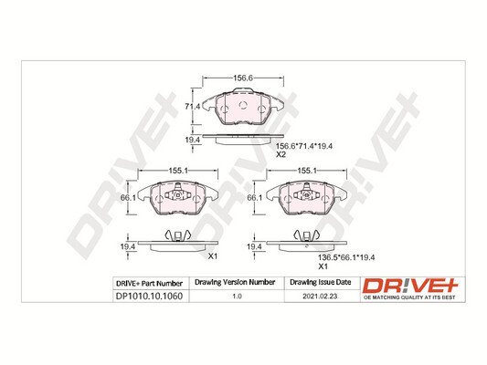 DR!VE+ Bremseklodser dp1010101060 foraksel for PEUGEOT CITROËN PEUGEOT (DF-PSA) OPEL VW