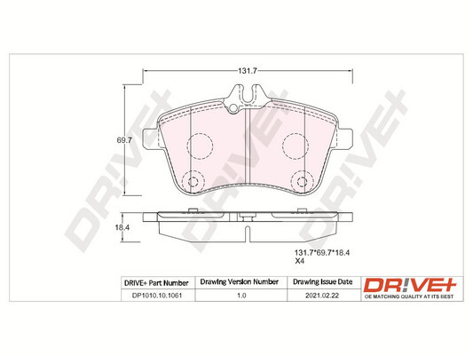 DR!VE+ Bremseklodser dp1010101061 foraksel for MERCEDES-BENZ