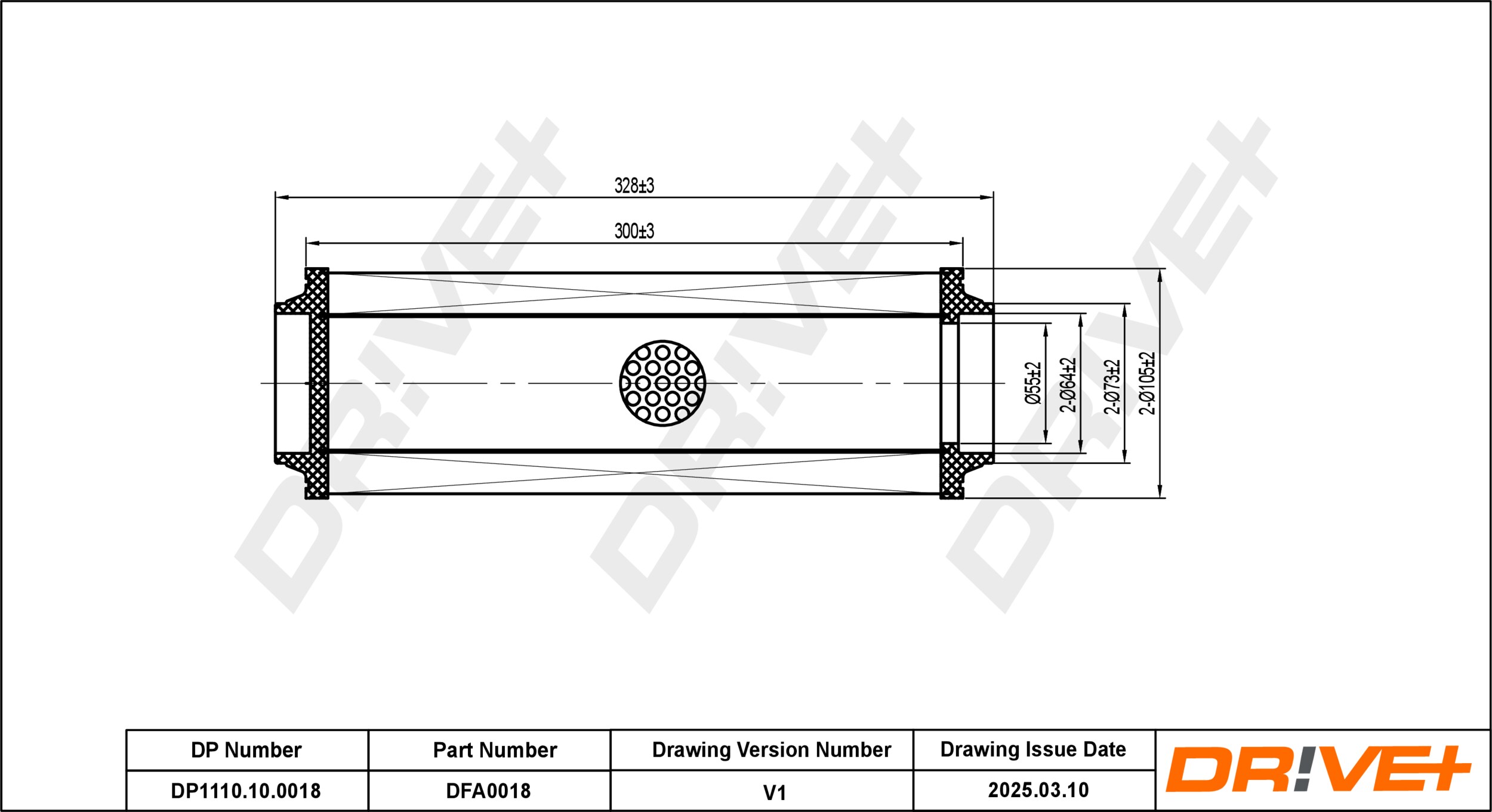 DR!VE+ Luftfilter dp1110100018 Filterindsats inner_diameter_1_mm_995|Inder diameter 1 [mm]|64 inner_diameter_2_mm_996|Indvendig 2 [mm]|64 329mm for M