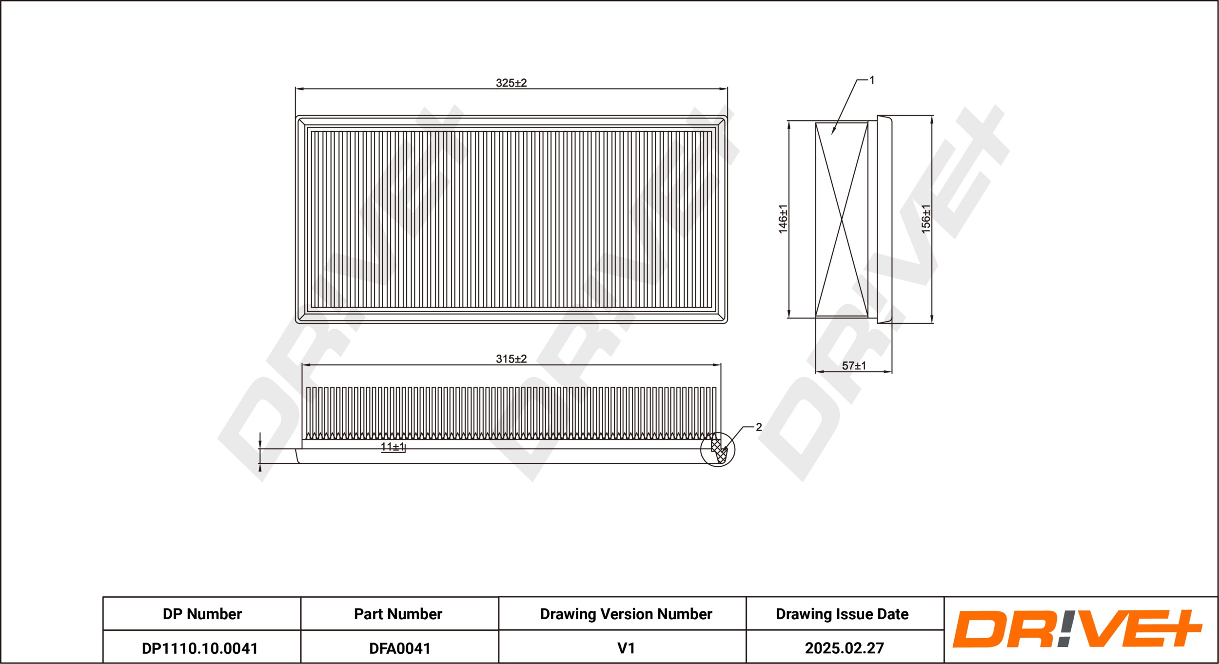 DR!VE+ Luftfilter dp1110100041 Filterindsats 57mm for PEUGEOT FORD GENERAL MOTORS LANCIA CITROËN FIAT