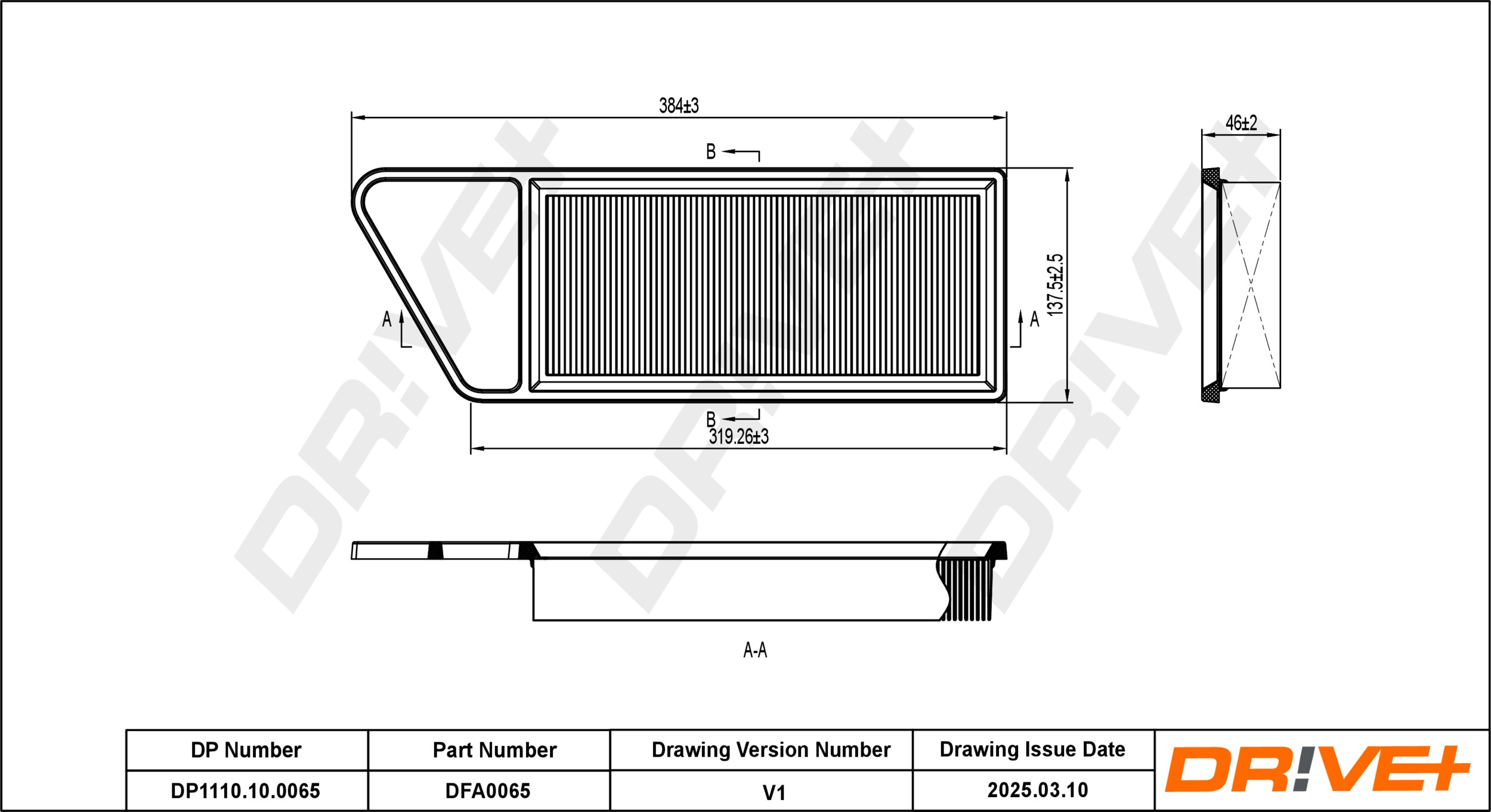DR!VE+ Luftfilter dp1110100065 Filterindsats 65mm for FORD PEUGEOT CITROËN MAZDA TOYOTA