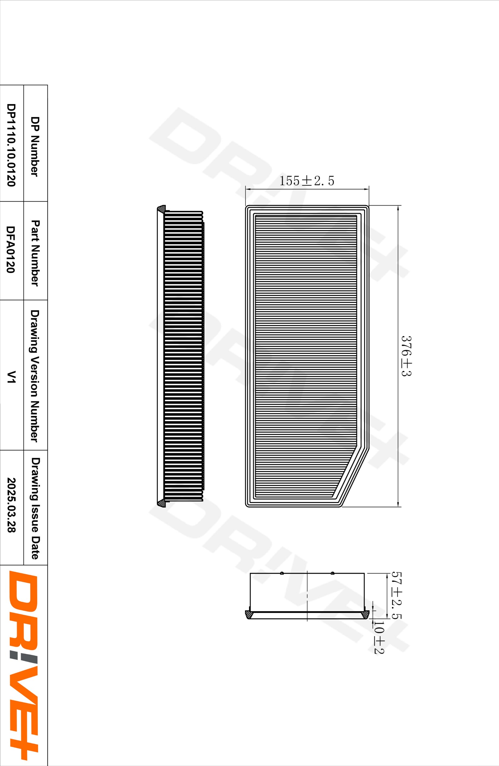 DR!VE+ Luftfilter dp1110100120 Filterindsats 56mm for MERCEDES-BENZ