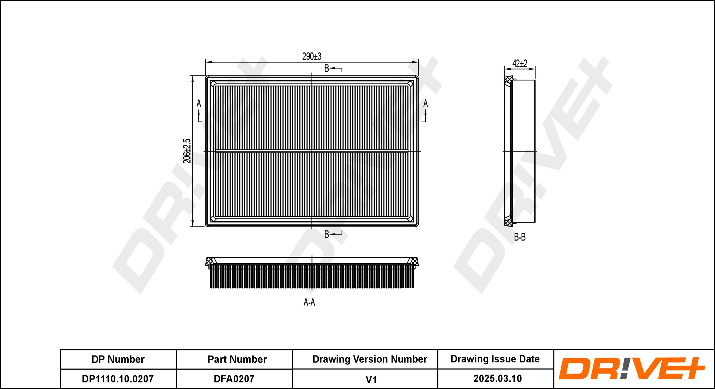 DR!VE+ Luftfilter dp1110100207 Filterindsats 42mm for GENERAL MOTORS OPEL VAUXHALL ROVER/AUSTIN GENERIC