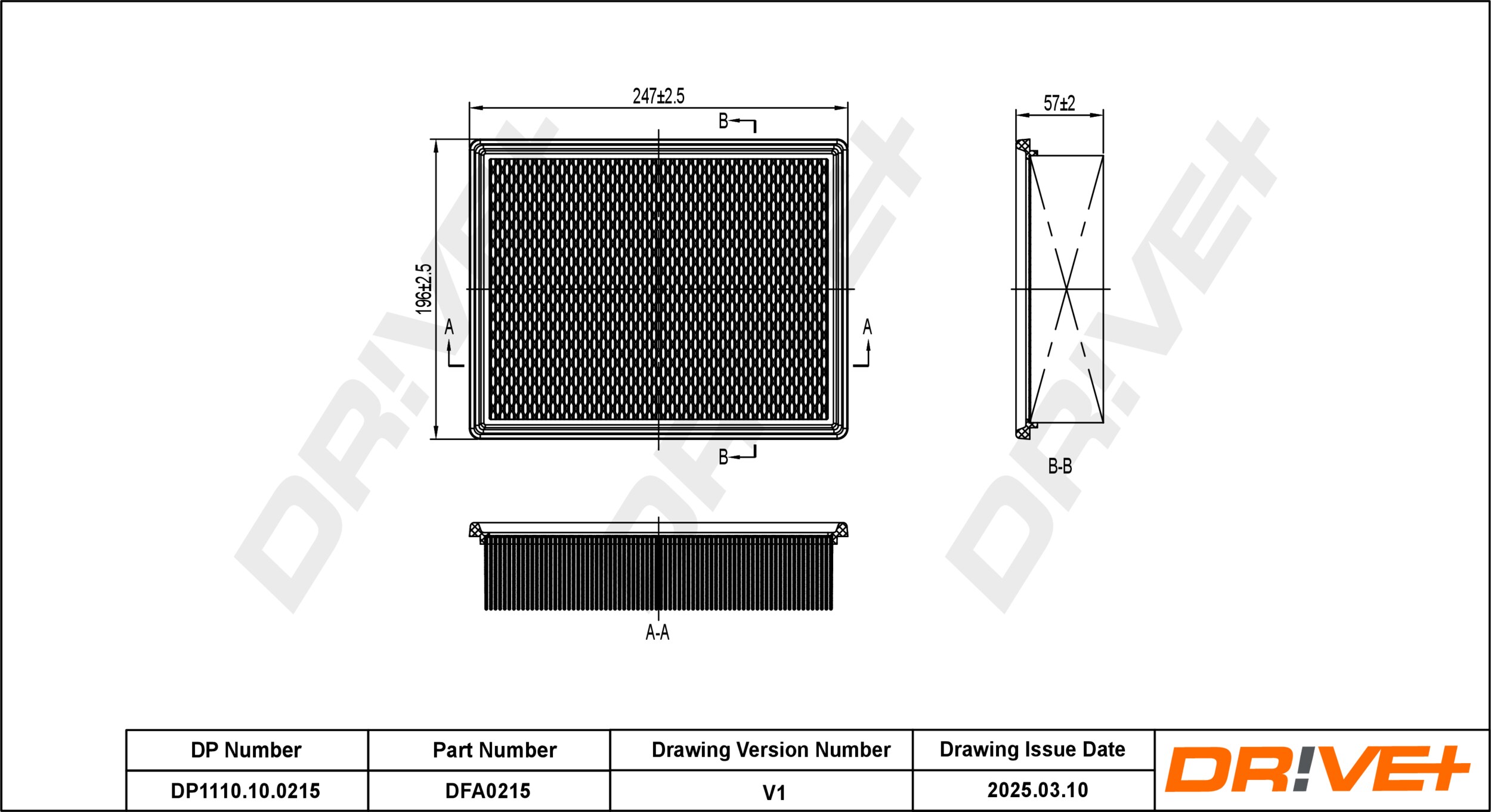 DR!VE+ Luftfilter dp1110100215 Filterindsats 50mm for RENAULT