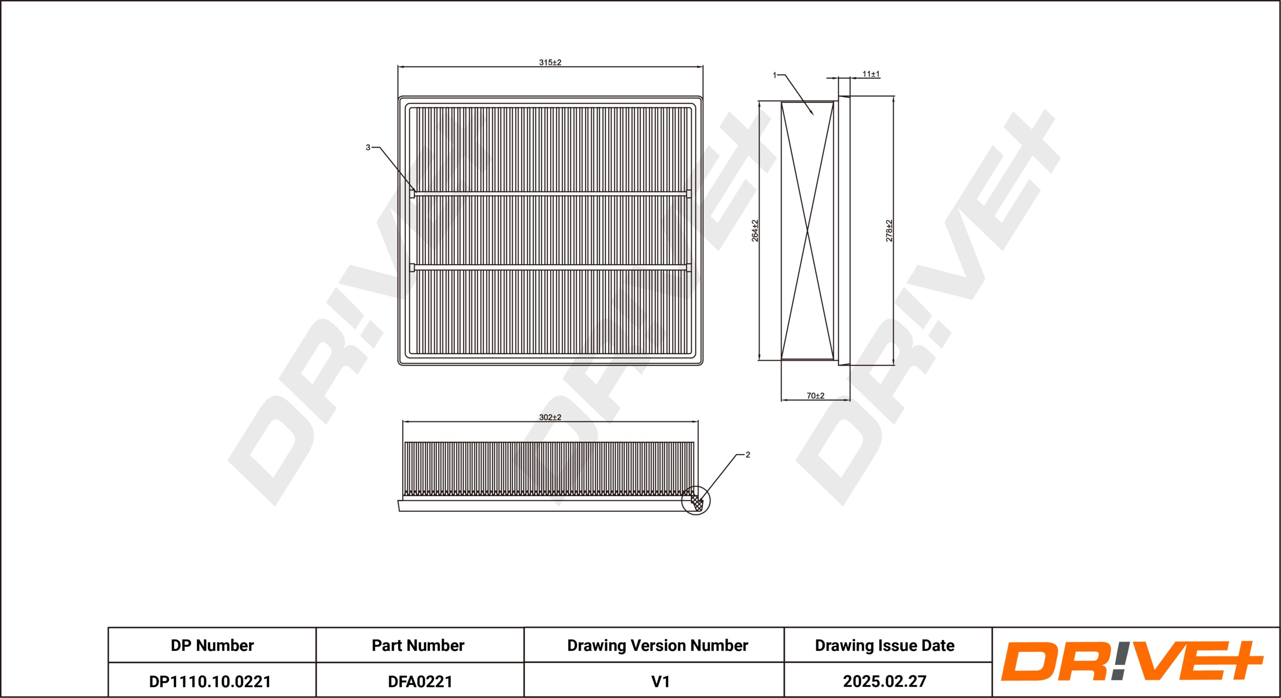 DR!VE+ Luftfilter dp1110100221 Filterindsats 70mm for VAG CHRYSLER FIAT MERCEDES-BENZ
