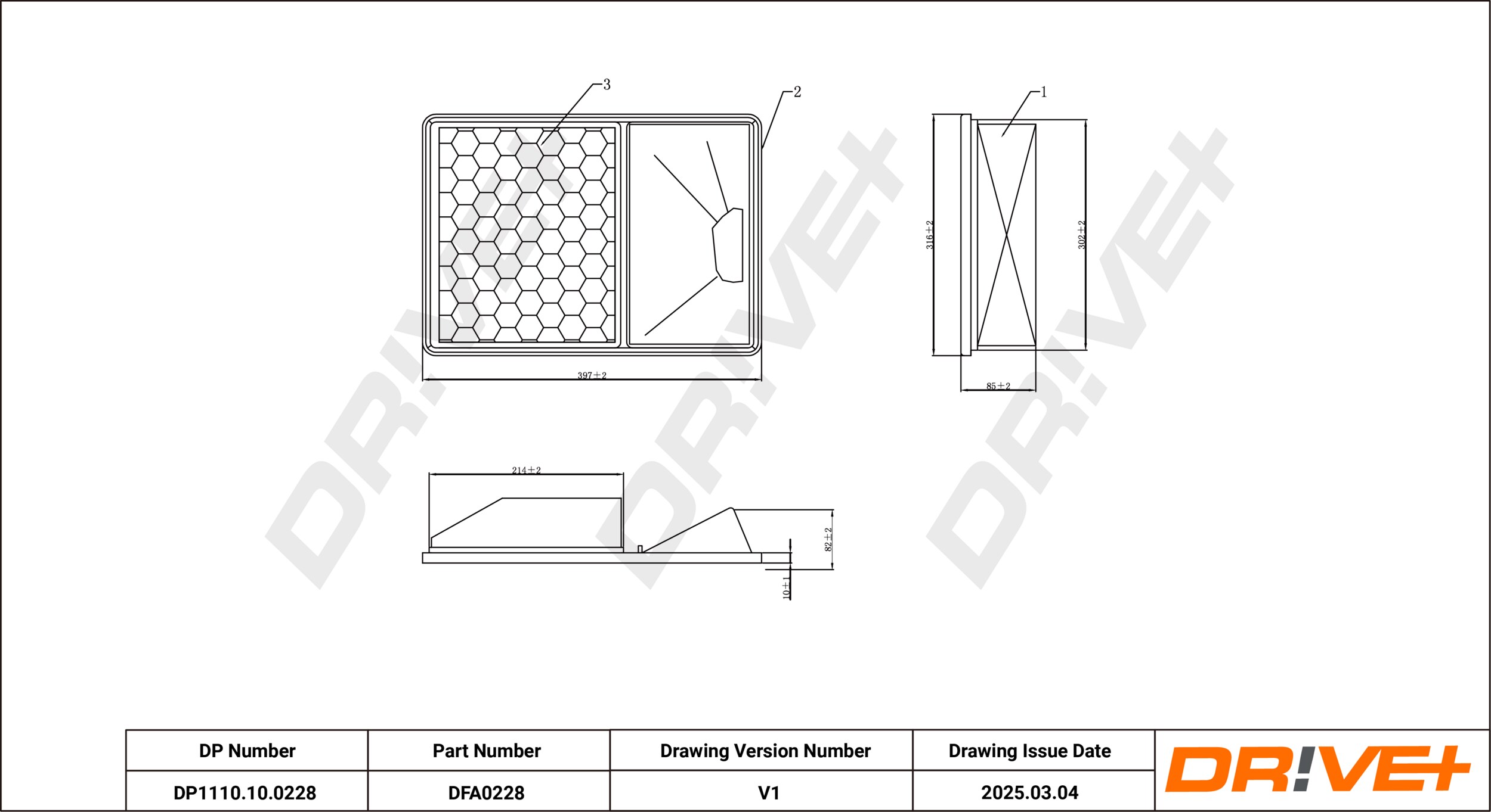 DR!VE+ Luftfilter dp1110100228 Filterindsats 75mm for IVECO