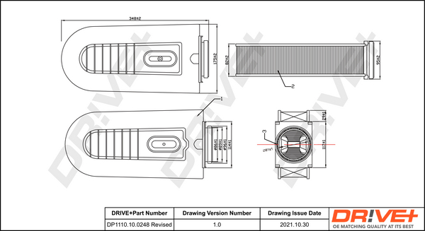 DR!VE+ Luftfilter dp1110100248 Filterindsats 80mm for MERCEDES-BENZ