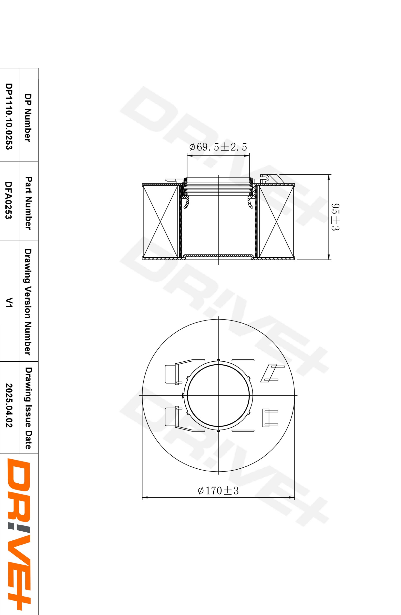DR!VE+ Luftfilter dp1110100253 Filterindsats 94mm for BMW