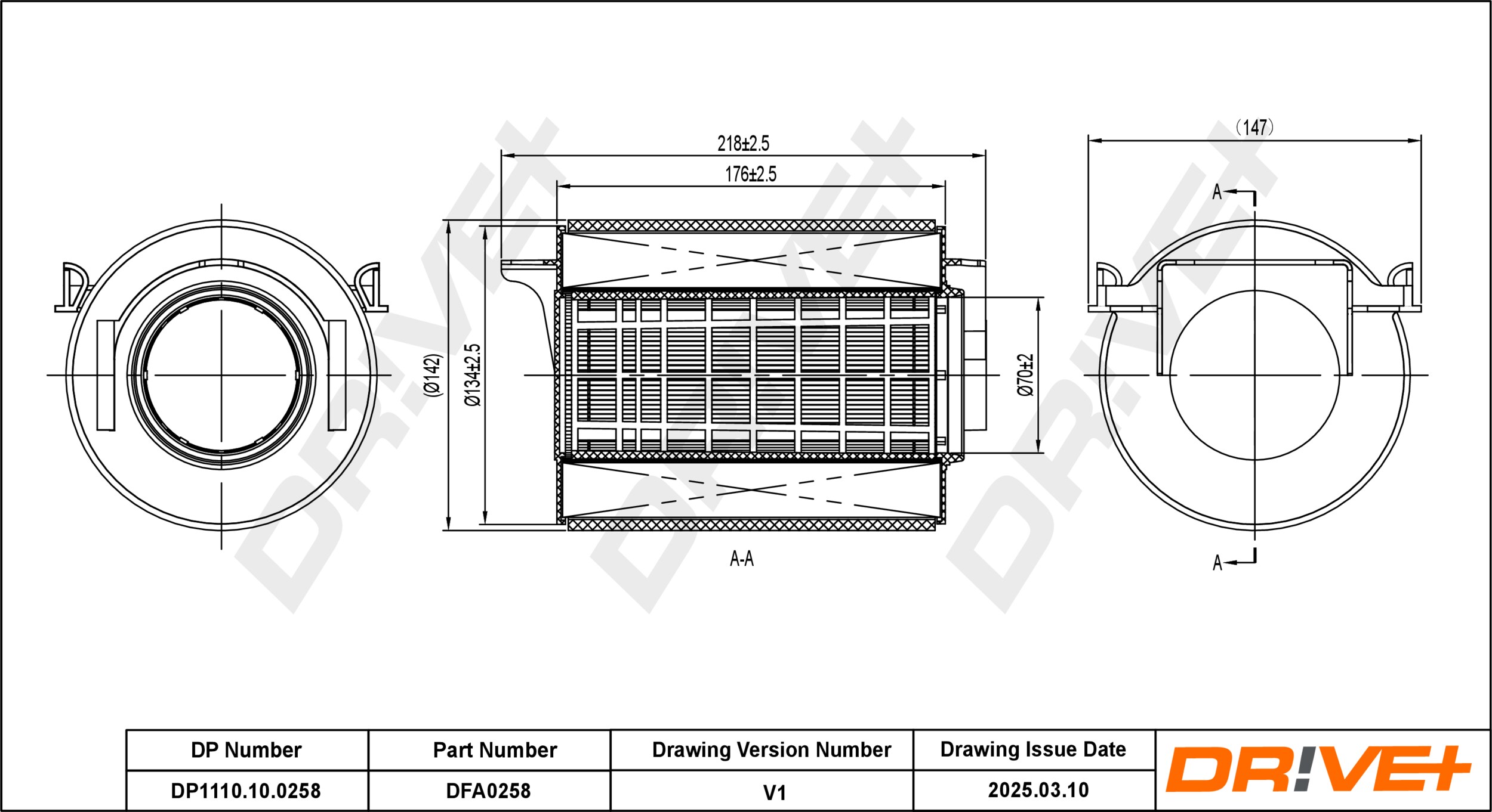 DR!VE+ Luftfilter dp1110100258 Filterindsats inner_diameter_1_mm_995|Inder diameter 1 [mm]|68 221mm for VAG VW