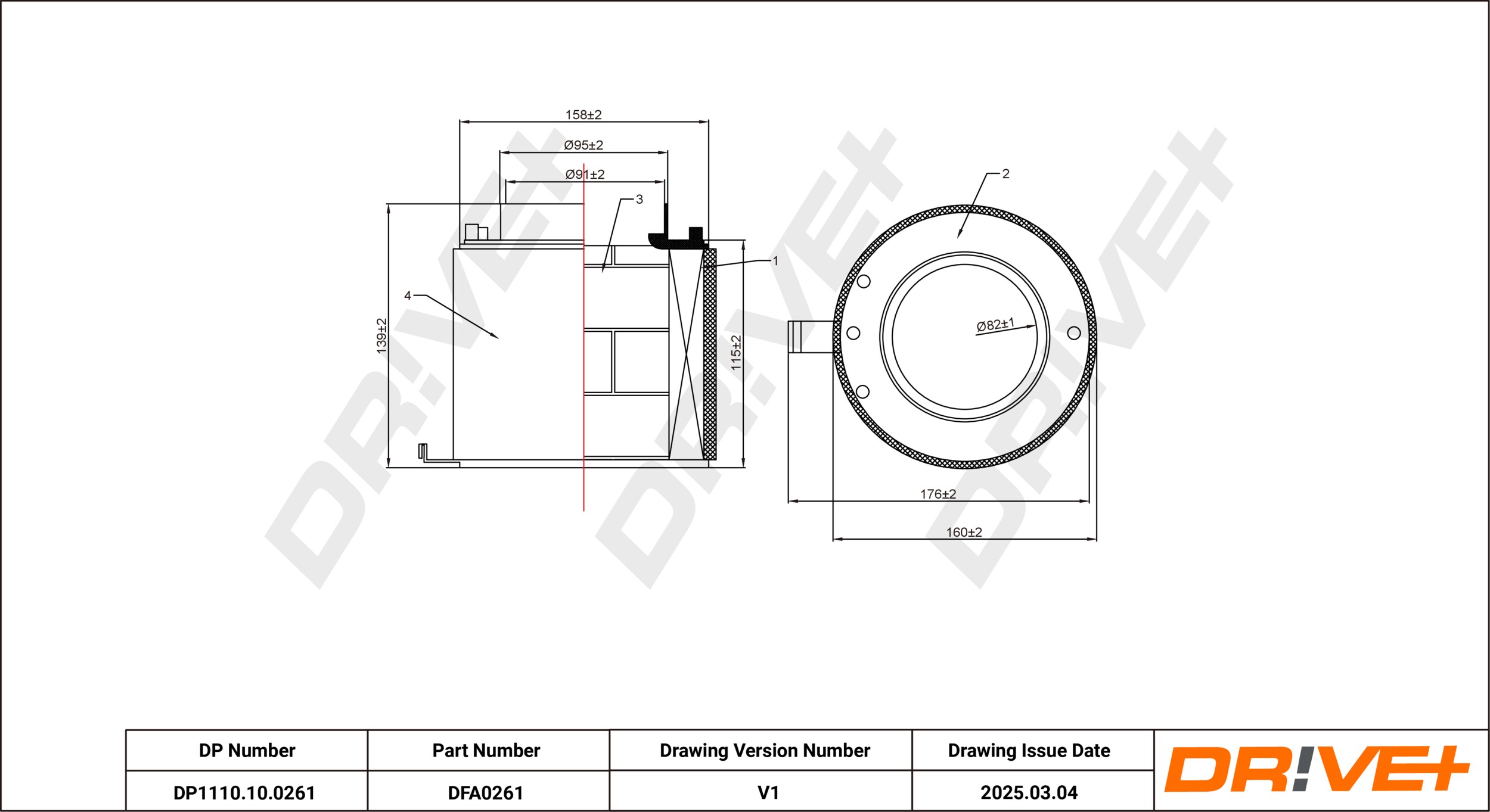 DR!VE+ Luftfilter dp1110100261 Filterindsats 134mm for VAG