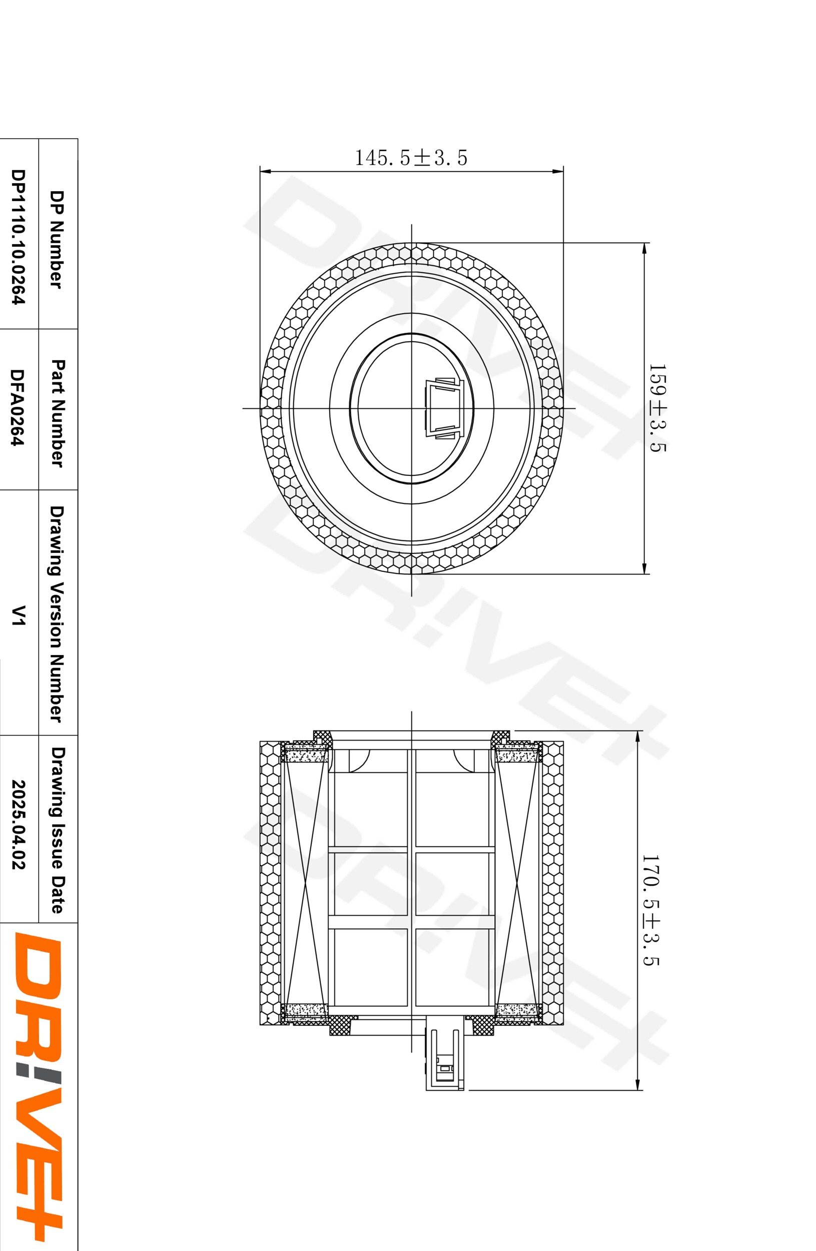 DR!VE+ Luftfilter dp1110100264 Filterindsats outer_diameter_1_mm_978|Yderdiameter 1 [mm]|144 172mm for GENERAL MOTORS VAUXHALL