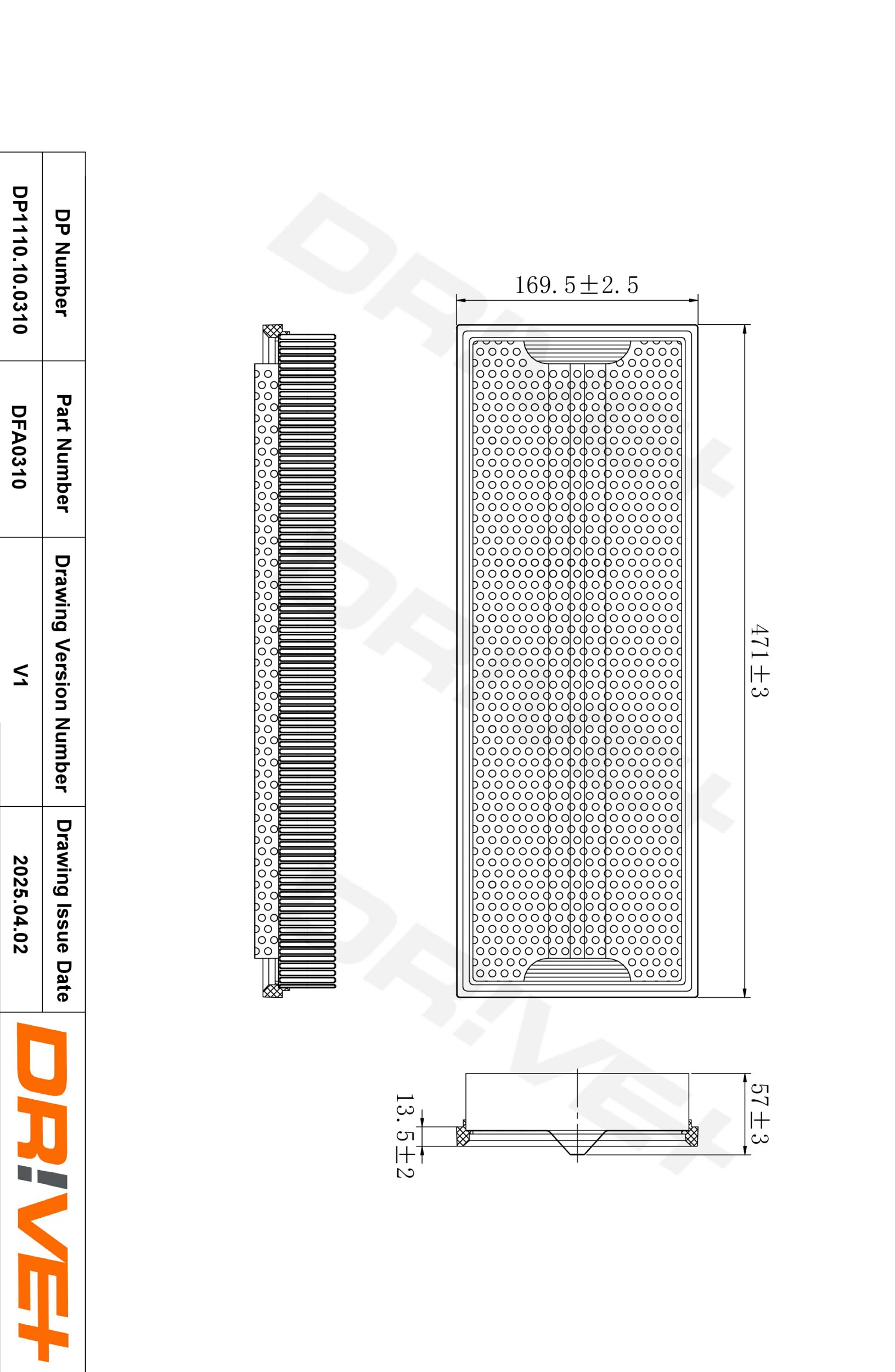 DR!VE+ Luftfilter dp1110100310 Filterindsats 50mm for FORD GENERAL MOTORS MERCEDES-BENZ