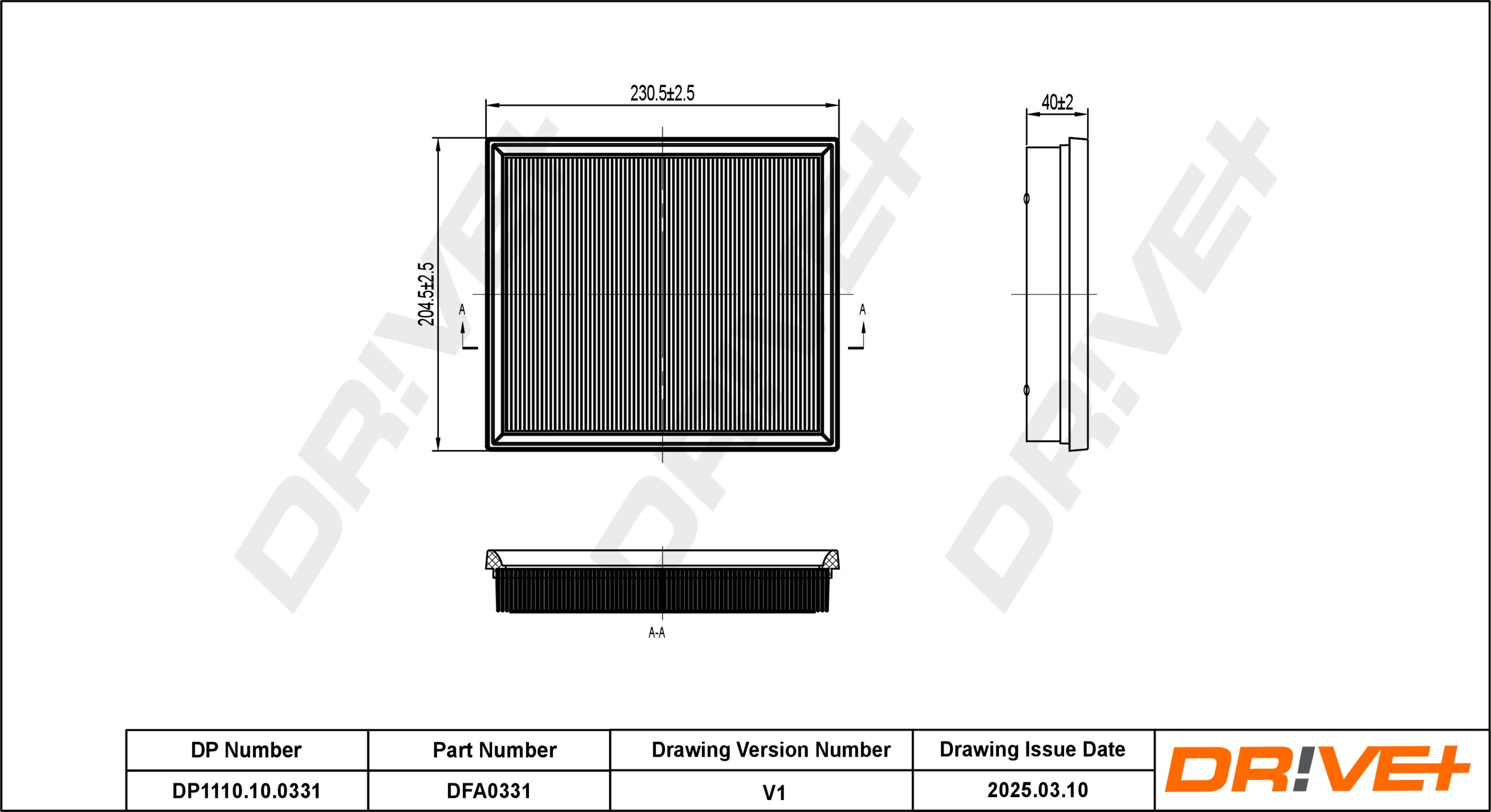 DR!VE+ Luftfilter dp1110100331 Filterindsats 42mm for BMW