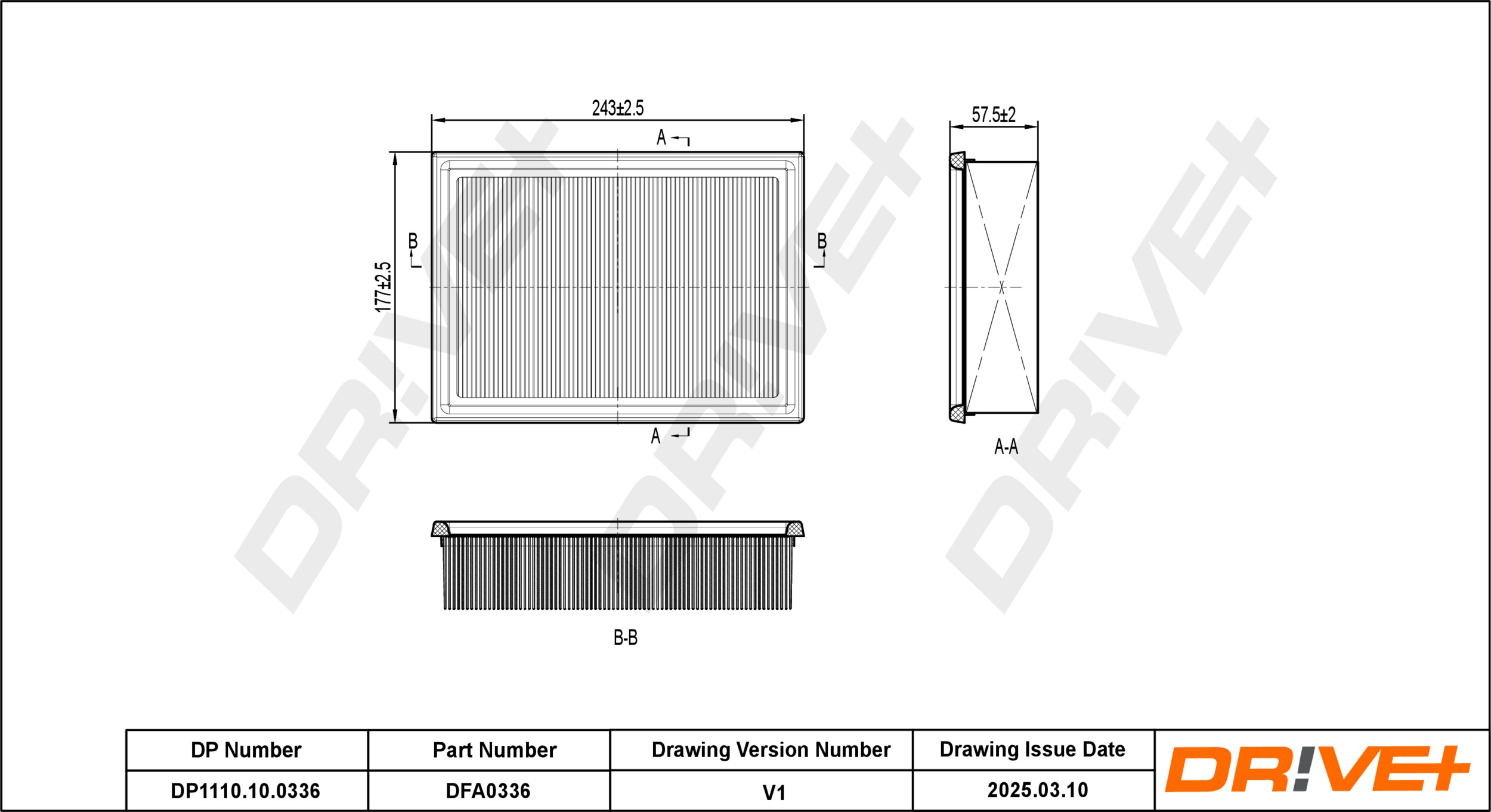DR!VE+ Luftfilter dp1110100336 Filterindsats 58mm for BMW